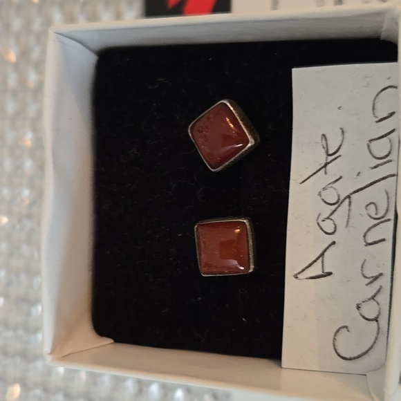 Earings, Crystals, Carnelian Agate - Picture 2 of 3